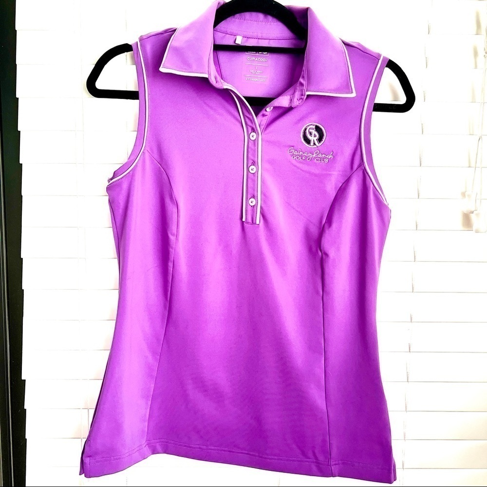 Ladies Adidas Golf Clima Cool ⛳️ Gainey Ranch Sleeveless Polo! Purple Sz S